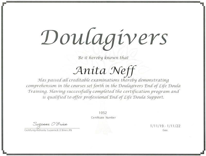 Doulagivers End Of Life Doula Training Certification